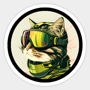 A Cat In A Ski Googles - Gifts for Cat lovers Sticker